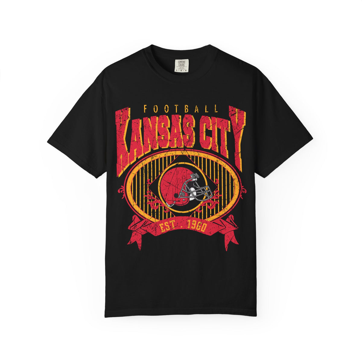 Kansas City Football Helmet T-Shirt | Vintage Team Graphic Tee