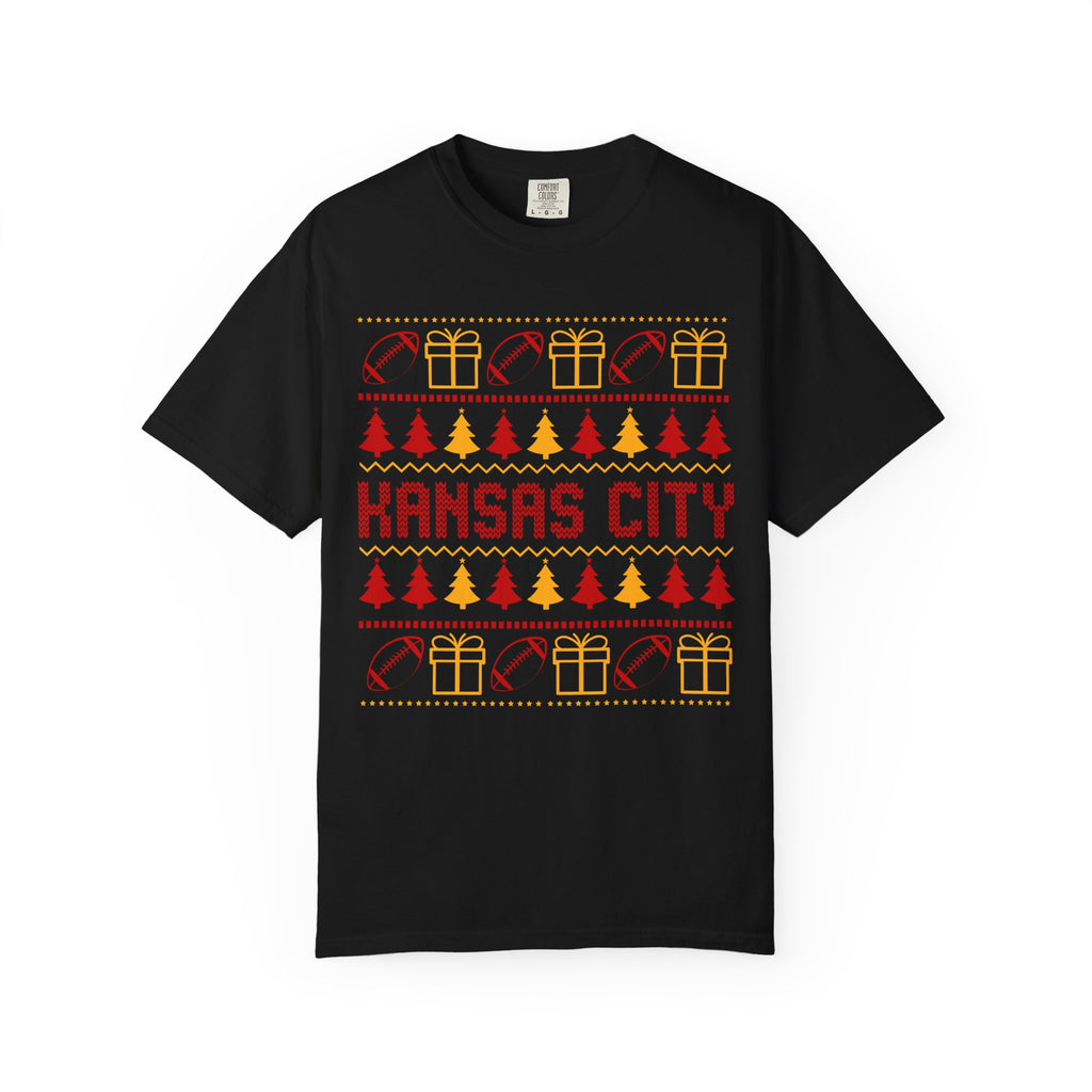 Kansas City Football Christmas Comfort Colors Tee