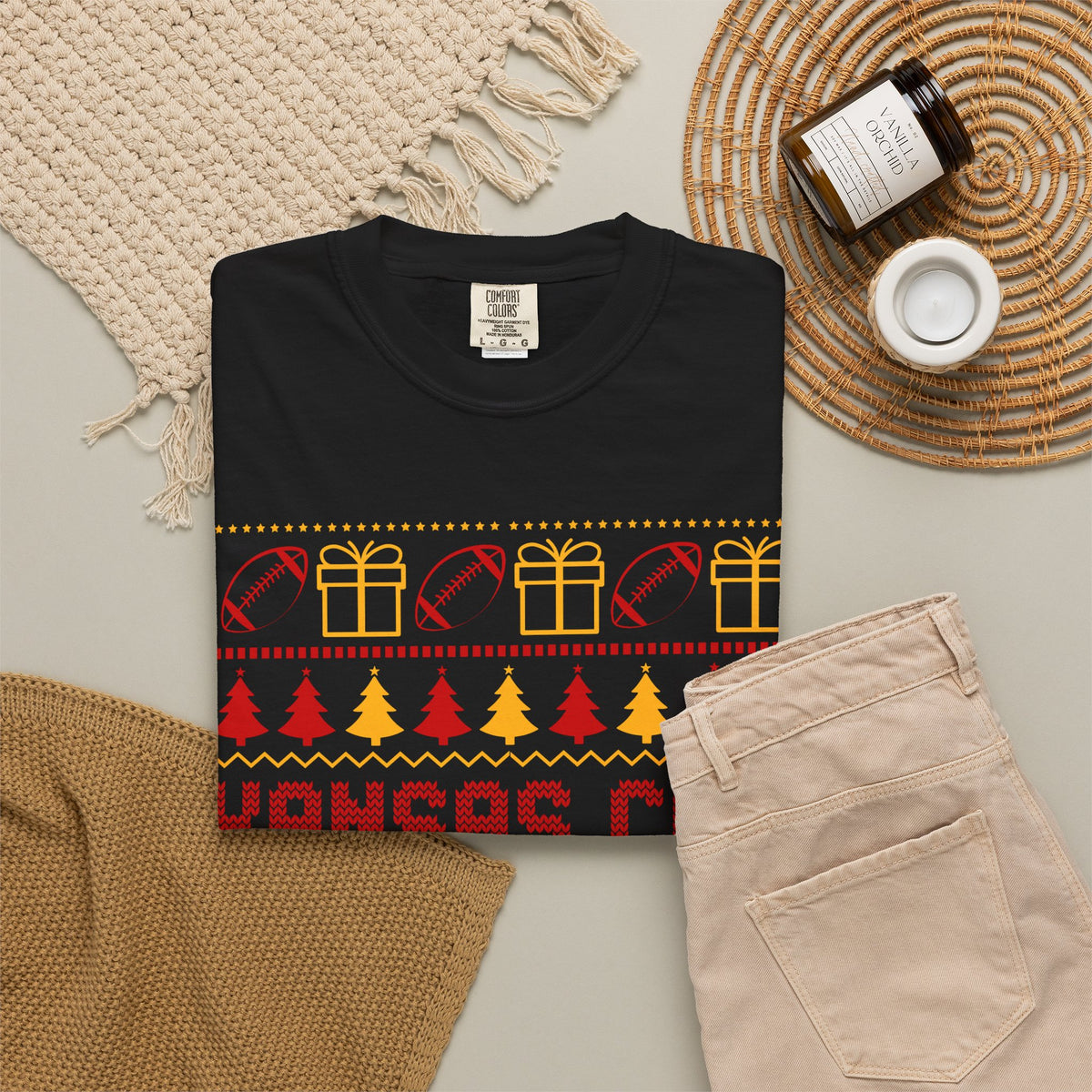 Kansas City Football Christmas Comfort Colors Tee