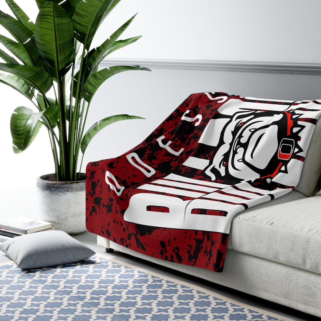 Odessa Bulldogs Sherpa Fleece Blanket | Bulldog Mascot Team Throw
