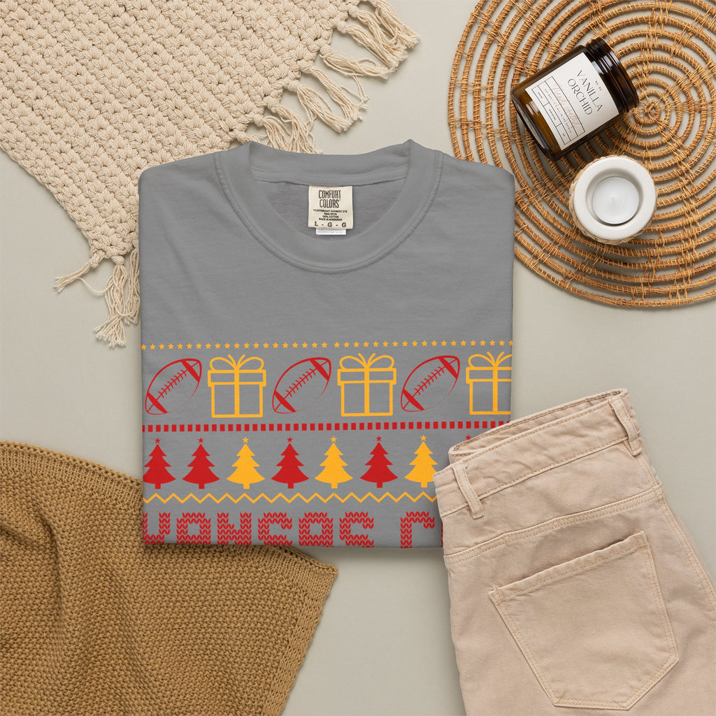 Kansas City Football Christmas Comfort Colors Tee