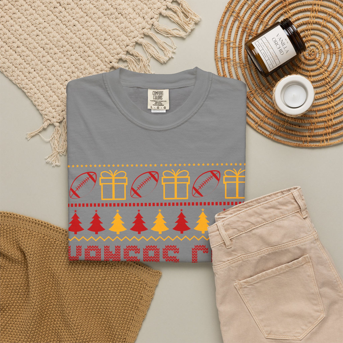 Kansas City Football Christmas Comfort Colors Tee