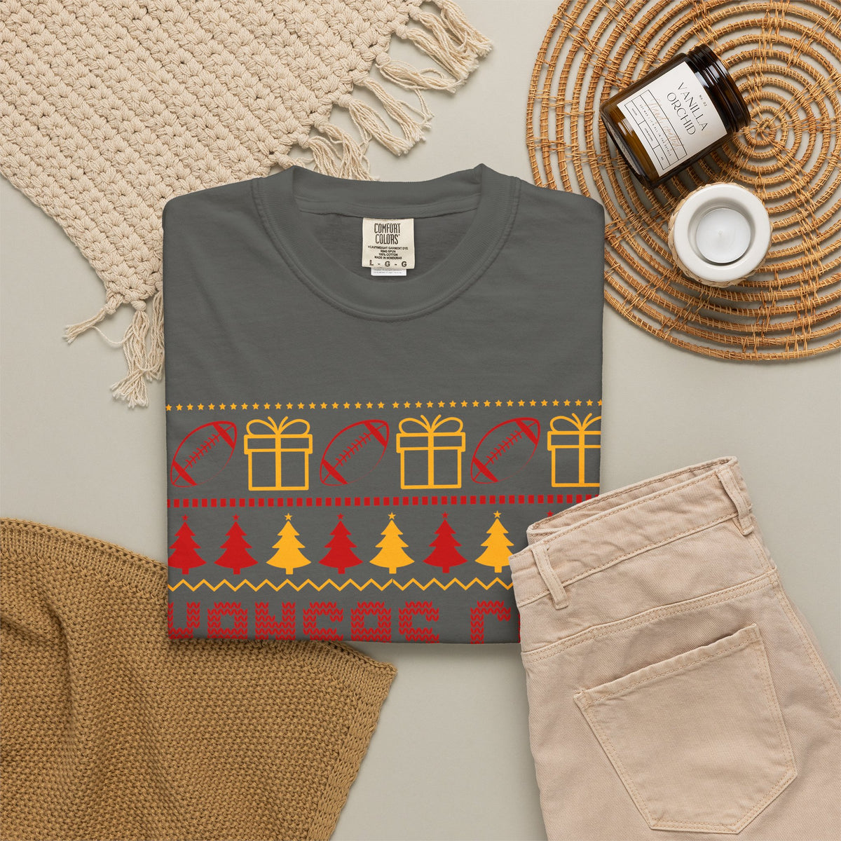 Kansas City Football Christmas Comfort Colors Tee