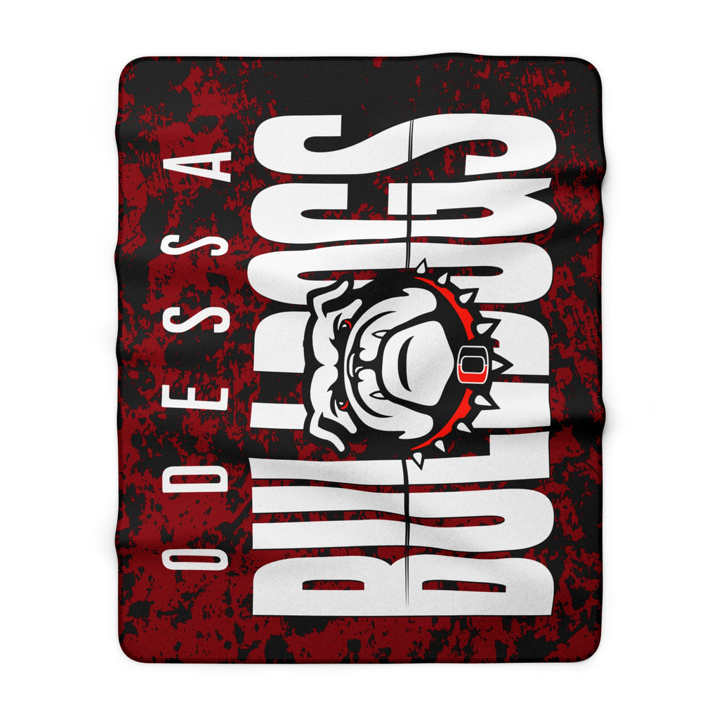 Odessa Bulldogs Sherpa Fleece Blanket | Bulldog Mascot Team Throw
